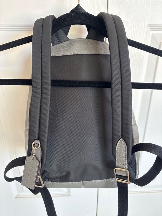Coach pebbled leather backpack in charcoal gray with silver hardware main image 5